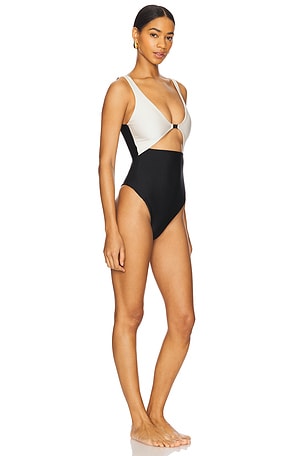 ADRIANA DEGREAS Solid AD Cut-Out Swimsuit in Black, White