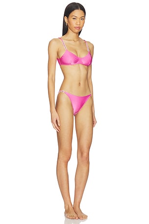 ADRIANA DEGREAS Solid Chain Bikini Set in Pink