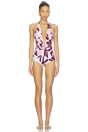 Bold Floral Halterneck Swimsuit ADRIANA DEGREAS
