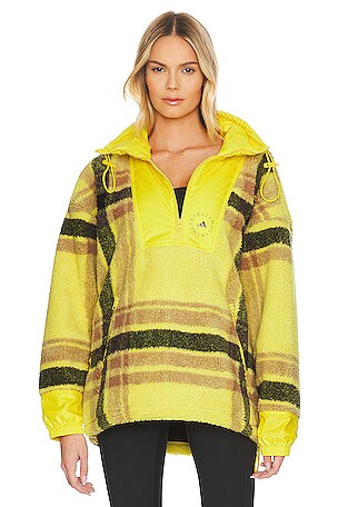 adidas by Stella McCartney Fleece Jacquard Winter Jacket in Yellow Camel Black REVOLVE