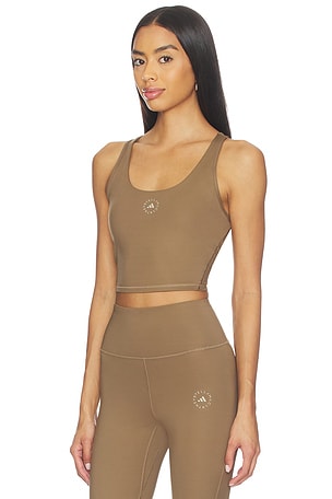 adidas by Stella McCartney True Strength Yoga Crop Top in Tan