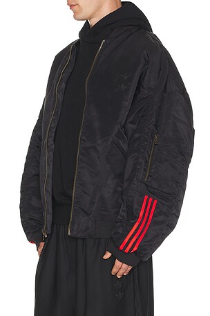 adidas Originals x Willy Chavarria Satin Bomber Jacket in Black