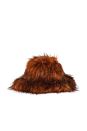 Adrienne Landau The Emily Faux Fur Hat in Brown