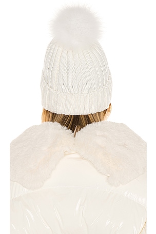 Adrienne Landau Fur Pom Pom Hat in White