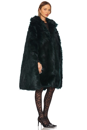 Adrienne Landau The Naomi Faux Fur Coat in Dark Green