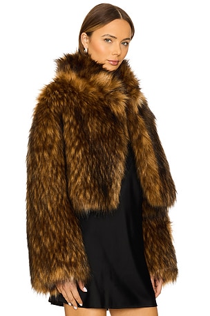 Adrienne Landau Teddy Bomber Jacket in Brown