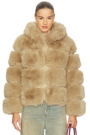 Adrienne Landau Landau Hoodie in Tan