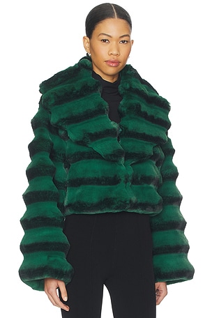 Adrienne landau chaqueta chenchilla en color verde, negro