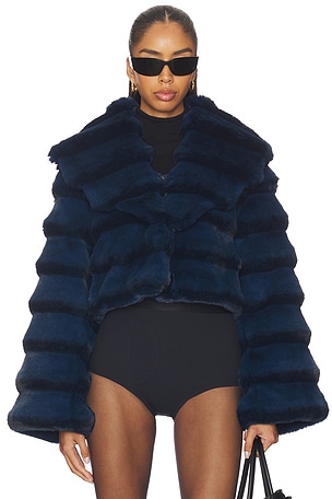 Adrienne Landau Chinchilla Jacket in Navy