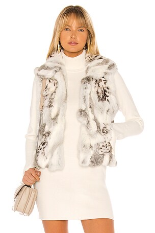 adrienne landau ファーベスト Chinchilla Faux Fur Vest