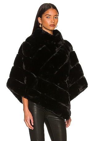 Adrienne Landau Faux Fur Wrap in Black