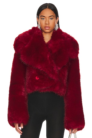 MINKPINK Be Mine Faux Fur Jacket in Wine REVOLVE