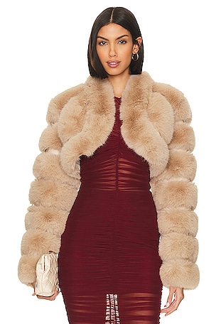 Faux Fox Fur Short Jacket Adrienne Landau