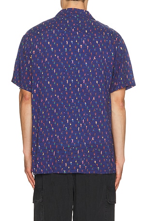 Arrels Barcelona Altinha x Malika Favre Camp Collar Shirt in Eco Blue in Blue. Size L. Also