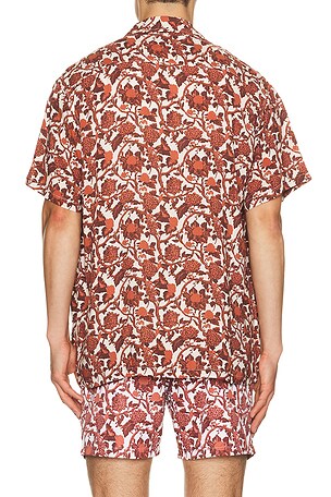 Arrels Barcelona Kabak x Lazaro Rosa-Violan Camp Collar Shirt in Eco Red in Red. Size M. Also