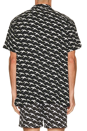 Arrels Barcelona Birds x Clara Arn?s Camp Collar Shirt in Black in Black. Size L. Also