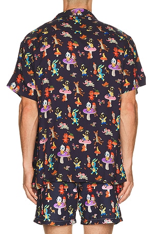 Arrels Barcelona Catch The Wind x Gary Baseman Camp Collar Shirt in Blue in Blue