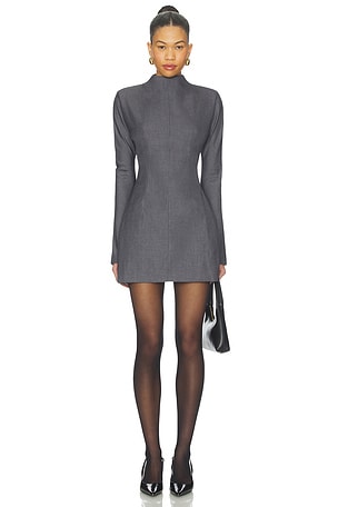 Wool Contoured Turtleneck Long Sleeve Mini Dress AEXAE