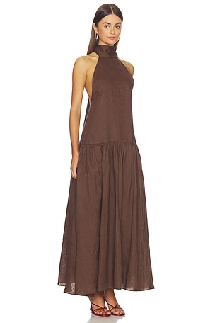 Linen Halter Drop Waist Maxi Dress AEXAE