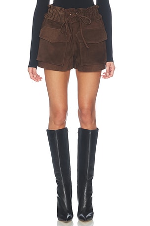 Lamb Leather Suede Pocket Mini Short AEXAE
