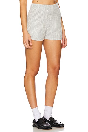 AEXAE Cashmere Cable Knit Short in Light Grey