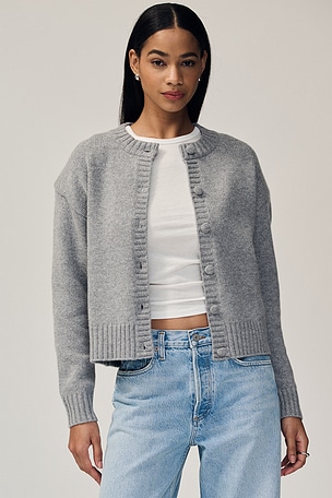 カシミヤケーブル編みパッド入りカーディガン AEXAE