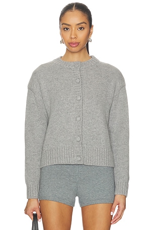 AEXAE Cashmere Cable Padded Cardigan in Grey