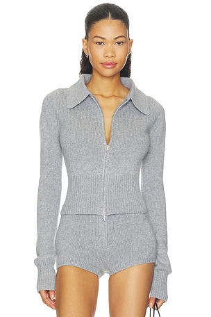 Cashmere Ribbed Collar Cardigan AEXAE