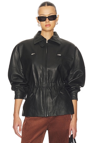 Leather Cinched Mid Jacket AEXAE