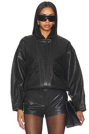 Leather Distressed Moto Jacket AEXAE