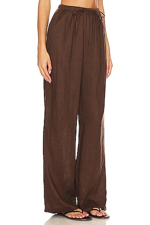 AEXAE Linen Drawstring Trouser in Brown