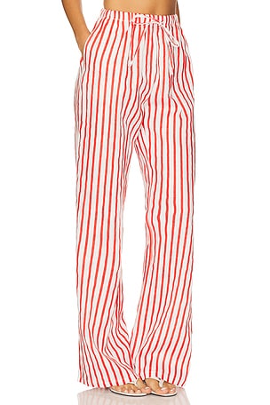 AEXAE Linen Drawstring Pant in Red