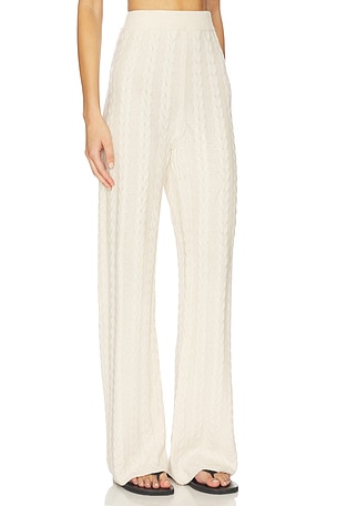AEXAE Cashmere Cable Straight Leg Pant in Beige