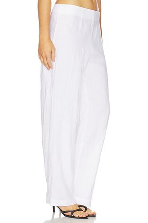 AEXAE Linen Flat Pant in White