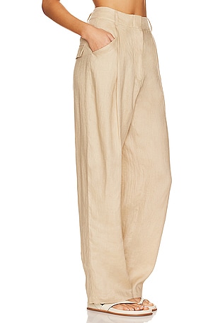 AEXAE Linen Highrise Trousers in Beige