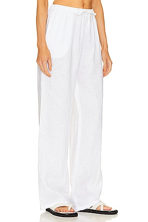 AEXAE Linen Drawstring Trouser in White