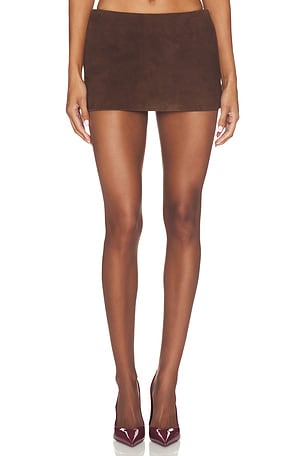 Lamb Leather Suede Mini Skirt AEXAE