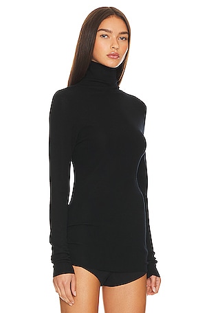 AEXAE Wool Sheer Top in Black