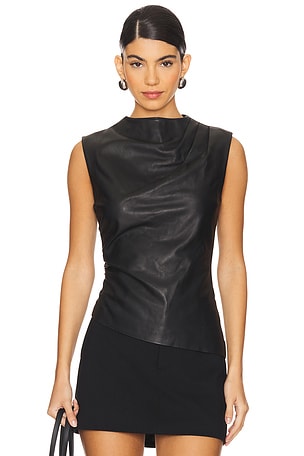 Leather Ruched Top AEXAE