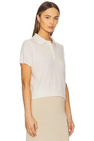 AEXAE Cashmere T Shirt Polo Top in Cream