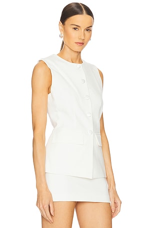 AEXAE Twill Vest Button Top in White