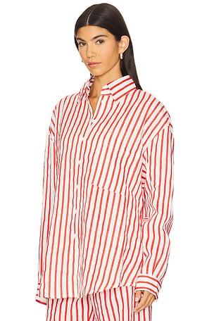 AEXAE Linen Woven Shirt in Red