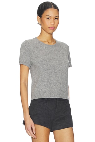 AEXAE Cashmere Cropped Knit Top in Grey
