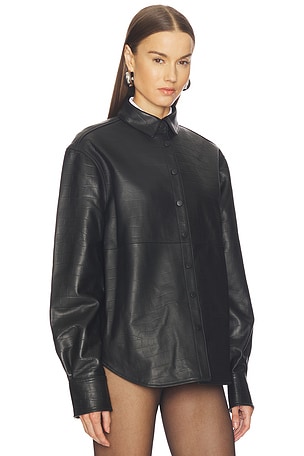AEXAE Leather Croc Shirt in Black