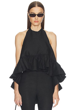 Linen Peplum Top AEXAE