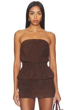 TOP BANDEAU FRANZIDO DE CAMURÇA DE COURO DE CORDEIRO AEXAE