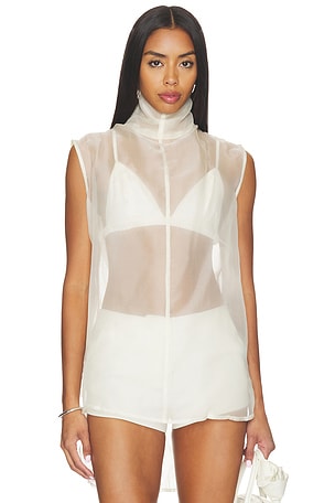 x REVOLVE Silk Organza Roll Neck Top AEXAE