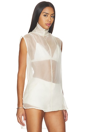 AEXAE x REVOLVE Silk Organza Roll Neck Top in Ivory