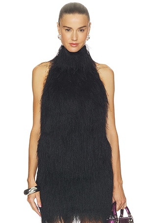 Polyester Fringe Halter Top AEXAE