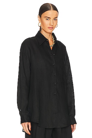 AEXAE Linen Woven Shirt in Black